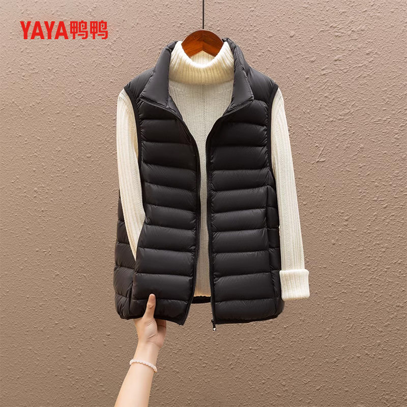 鸭鸭羽绒马甲女短款秋冬季2024新款中年妈妈立领坎肩保暖减龄外套,淘宝优惠券,粉丝福利购,淘宝优惠卷