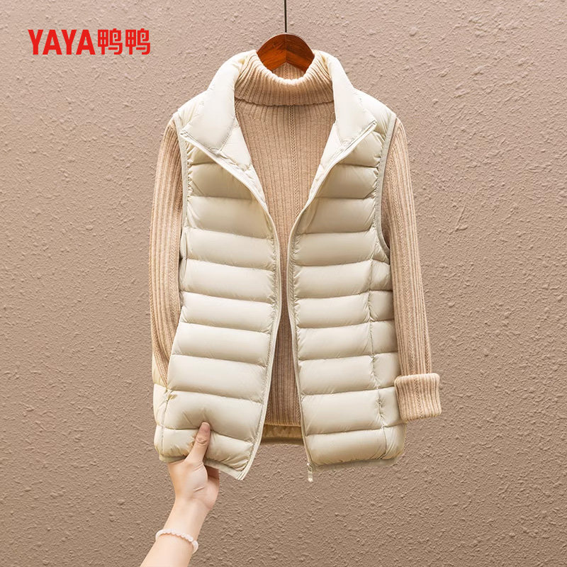 鸭鸭羽绒马甲女短款秋冬季2024新款中年妈妈立领坎肩保暖减龄外套,淘宝优惠券,粉丝福利购,淘宝优惠卷
