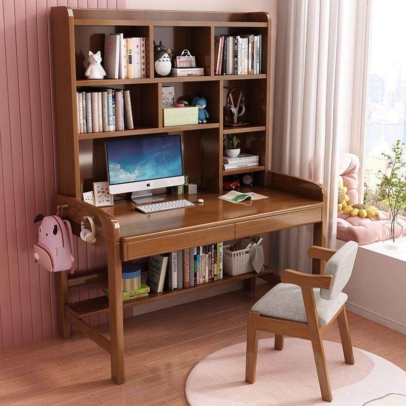 2393实童木书桌书架一体家用卧室中学生儿学桌习房书客厅办公桌电,淘宝优惠券,粉丝福利购,淘宝优惠卷