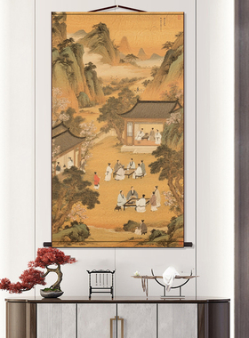 人物山水字画仿古名家字画酒店装饰挂画丝绸礼品卷轴画花鸟字画