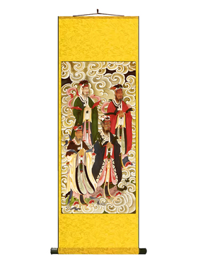 四海龙王供奉挂画卷轴字画丝绸壁画神像东南西北龙王爷卷轴画挂画