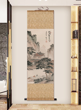 傅儒水墨山水画名家字画国画茶楼古典卷轴壁画风水字画送礼挂画