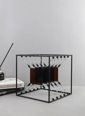 现代简约高级感金属亚克力叠影结构几何艺术摆件客厅玄关家居饰品