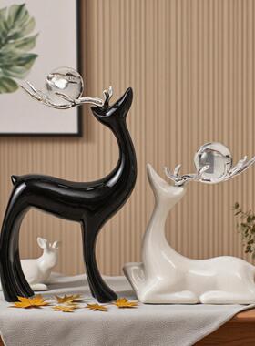 福鹿装饰摆件轻奢高级感客厅玄关桌面酒柜装饰摆件电视柜乔迁礼品