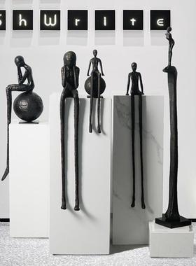 迎宾人物雕塑抽象铁艺摆件酒店售楼处软装搭配客厅玄关装置艺术品