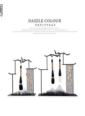 现代新中式毛笔架摆件创意家居书房书桌办公桌禅意办公室软装饰品