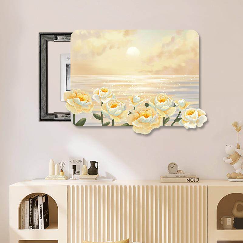 电表装饰画轻奢奶风花朵轻风配电奢箱DBX-B-1油遮挡挂箱画装饰画,淘宝优惠券,粉丝福利购,淘宝优惠卷