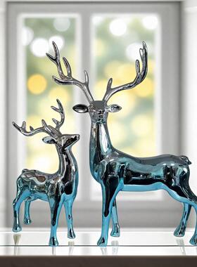 轻奢鹿件长角鹿家居客厅鹿电视柜酒麋柜装饰品长角鹿玄关招财装摆