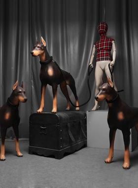 杜宾犬服装影拍照摄狗道具模型摆件thu+fgys客厅家居装饰物工艺宠
