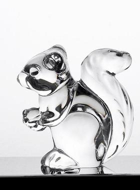 捷克进口水晶玻璃动物小摆件 送礼北欧轻奢 小狗松鼠小猫雕像高端