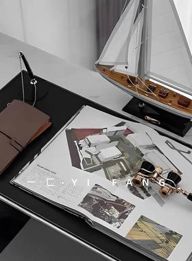 一匚 现代简约书房桌面帆船主题摆件 样板间客厅台面摆件装饰