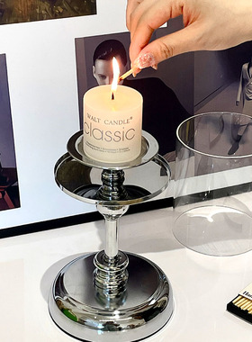 速发法式烛台摆件复品拍照装饰古香漫餐厅浪薰氛围感道具托盘