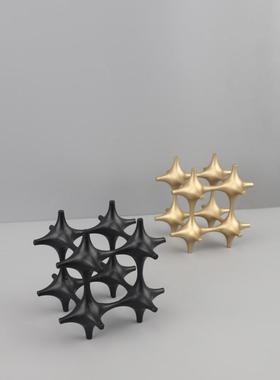 现代简几何艺约术塑镂空魔金属1093雕摆件客厅玄关酒方店软装家居