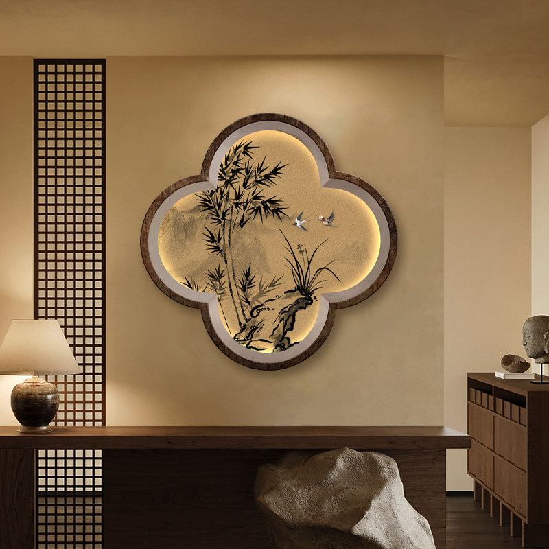 宋代美学入户玄关柜挂画中古风茶室挂画竹子客厅背景墙立体砂岩画,淘宝优惠券,粉丝福利购,淘宝优惠卷