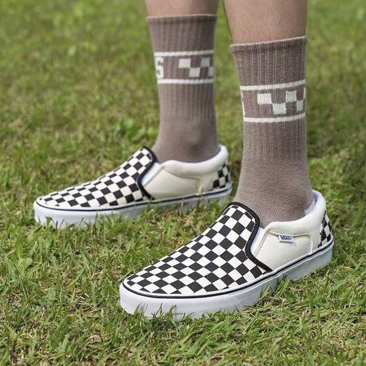 Vans范斯 Asher黑白棋盘格夏日一脚蹬男女帆布鞋 VN000VOSAPK现货,淘宝优惠券,粉丝福利购,淘宝优惠卷