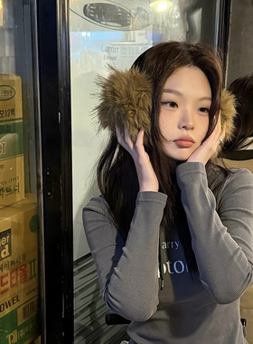 貉子毛折叠保暖耳罩男女通用