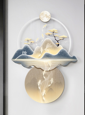 速发九鱼图玄感装饰画门灯轻奢高级关走廊过道挂画入户正对壁壁画