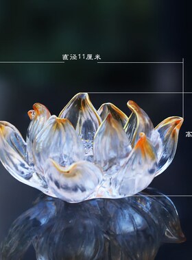 速发净水金莲琉璃莲花烛花香插莲台摆件家居茶室茶桌桌面摆放礼佛