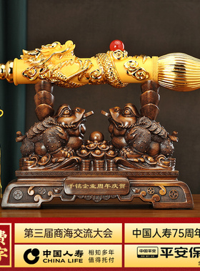 速发发大厅财摆件招财金蟾蟾蜍客司酒柜办公室装饰品公笔乔迁开业