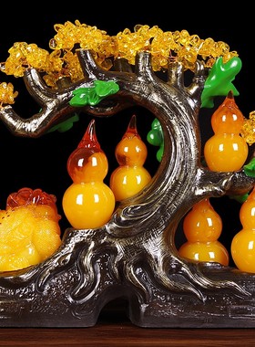 速发五礼临门葫芦摆件招财金水晶房摇钱树客厅新蟾新家入伙乔迁福
