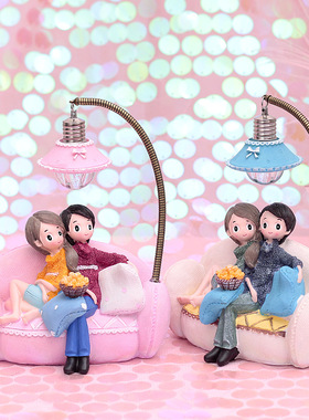 速发树脂情侣娃娃小夜灯孩工艺品家居装饰品手儿童房间摆设创意