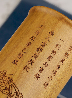 速发复古创意楠木质笔筒 红木雕刻工艺品摆件 实木制中式书房原木