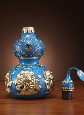 速发纯铜玉堂富贵葫芦摆件新中式家面客厅办公室桌居摆设开业乔迁