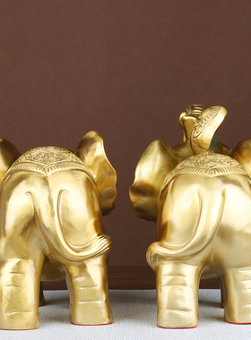 速发铜象家件铺对吸水大象客厅酒柜摆居乔迁办公室店一装饰工艺礼