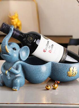 大象摆件钥匙收纳新中式玄关客厅餐边柜装饰品葫芦红酒架乔迁礼物