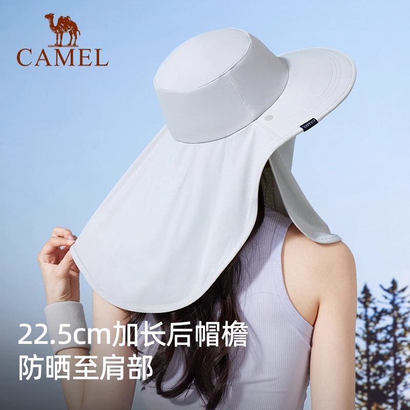 骆驼全方位防晒帽渔夫帽大帽檐夏户外钓鱼全脸遮阳帽太阳帽子女款 - 图2