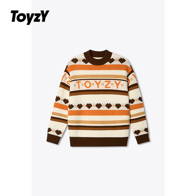 ToyzY wool blend fun jacquard lazy sweater