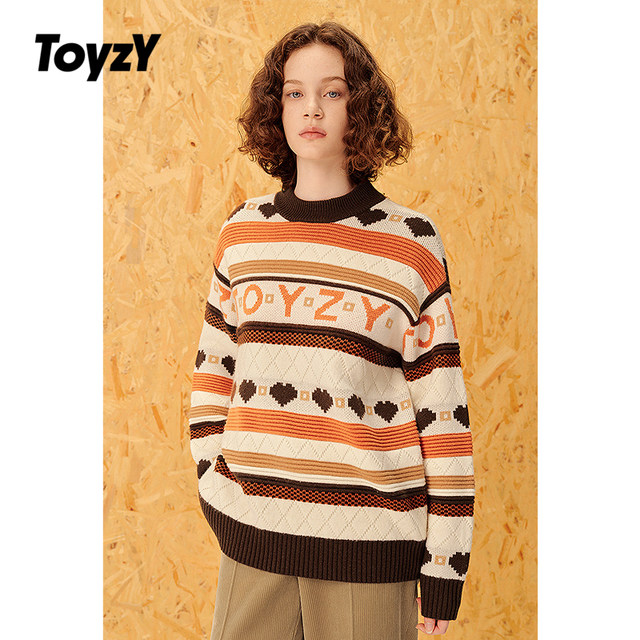 ToyzY wool blend fun jacquard lazy sweater