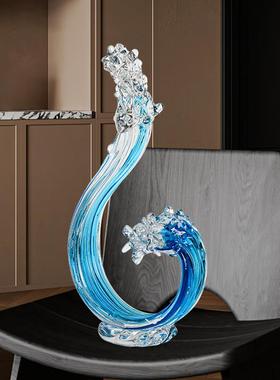 轻奢现代琉璃工艺品风生水起招财玄关电视柜酒柜艺术摆件乔迁礼物