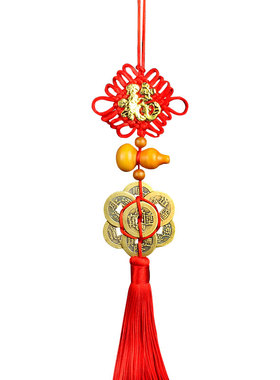 速发肥城桃木葫七五钱芦星钱福字梅花五钱葫芦挂件铜钱六钱