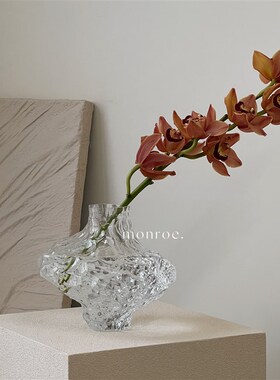 速发客约岩水纹透明玻璃花瓶摆件简厅插花石养风轻奢