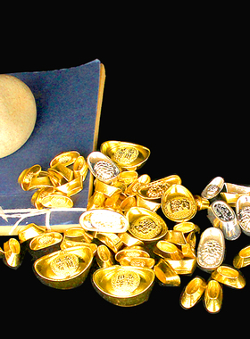 速发元小银摆件金元宝宝元宝迷你小金锭聚宝盆米缸百福缸装饰配饰