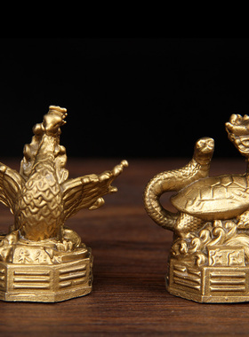 速发迷你款铜四方神摆件 铜四神兽虎件摆铜 青龙 白摆 朱雀 玄武