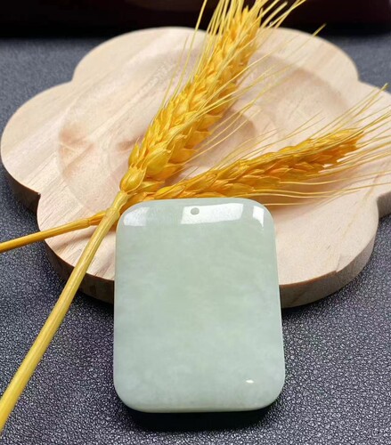 兵马俑同款天然正品西安蓝田玉鸭蛋青平安无事牌男女款带证书 - 图0