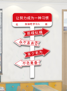 班级布置教室装饰励志文字标语y创意路牌墙贴初三高中开学文化氛