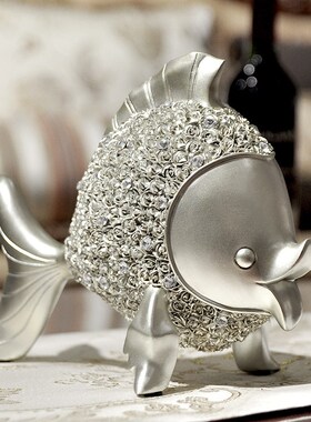 速发创意简约装饰品鱼摆件客厅家公室摆件酒柜玄关摆设办工居艺品