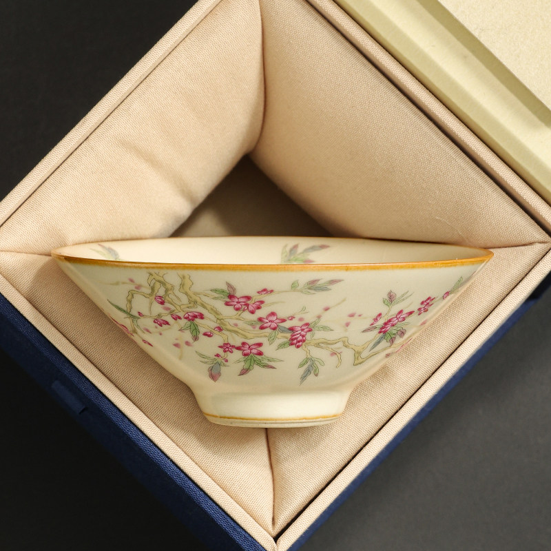 汝窑桃枝秾粉茶杯陶瓷斗笠杯家用高档主人杯个人T专用开片可养茶,淘宝优惠券,粉丝福利购,淘宝优惠卷