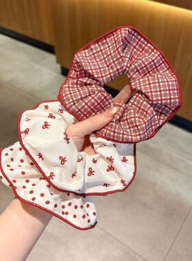 红色波点蝴蝶结高弹不伤发大肠圈