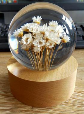 中蒲公情英水晶球节家居摆件秋D-1七夕树脂工艺送朋友人闺蜜