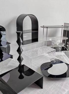 黑台色透明亚克力甜品台架子摆摆置件架茶歇甜品台架07286715子物