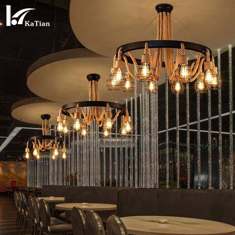 工业风复铁艺绳装饰美吊灯创意个性麻服装发廊网咖餐厅酒870古吧,淘宝优惠券,粉丝福利购,淘宝优惠卷
