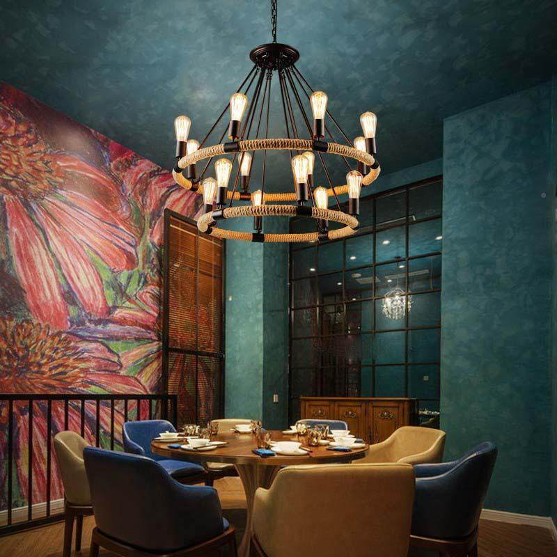 工业风复铁艺绳装饰美吊灯创意个性麻服装发廊网咖餐厅酒870古吧,淘宝优惠券,粉丝福利购,淘宝优惠卷