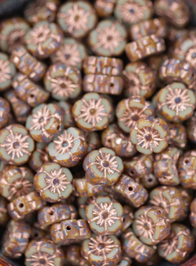 夏威夷花切面珠10x10mm捷克进口