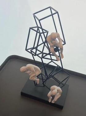 轻奢办公玄样板间关柜人物思室考摆件金者属创VNG意简约家居软装