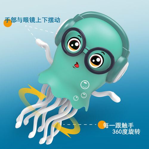 儿童玩具男孩女孩宝宝跳舞水母机器人旋转万向灯光音乐自动避障 - 图2