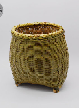 手工精编鱼篓采摘茶m叶篓大竹篮全青皮泥鳅竹编水果筐精品舞蹈道